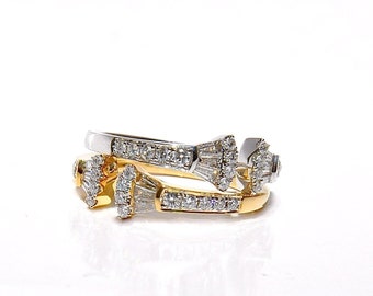 18K Gold Baguette Diamond Open Ring/Band