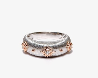 18k Brushed Gold Natural Diamond Band/Ring