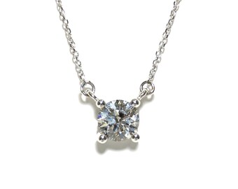 14k Gold Solitaire Natural Diamond Necklace/Pendant