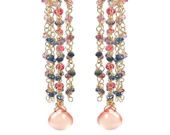 18k Multicolor Sapphire Chandelier Earrings