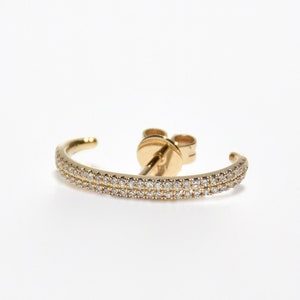 14k Pave Double Row Diamond Ear Suspender Cuff Earring