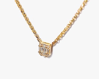 18k Petite Baguette Diamond Necklace/Choker/Layering Necklaces