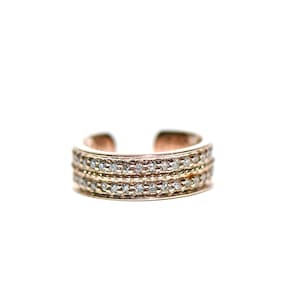 14k Gold Double Row Pave  Diamond Ear Cuff