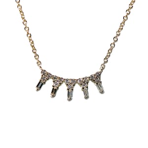 14k Baguette Diamond Daggers Necklace image 1