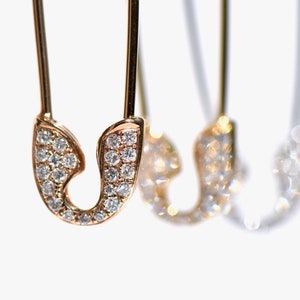 18K Gold Pave Diamond Large Safety Brooch/Pin