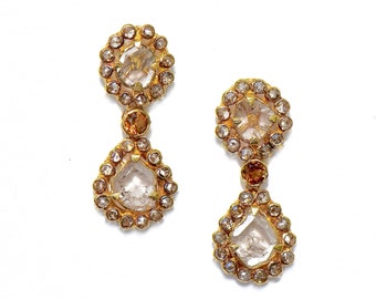 OOAK 18K Rose Cut Diamond Dangler/Earrings