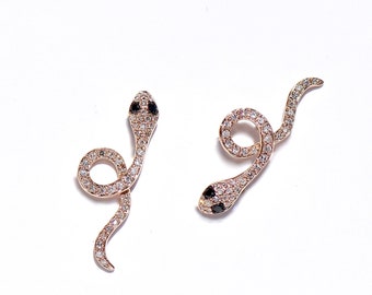 14k Pave Diamond Snake Climbers/Earrings