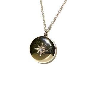 Pingente/colar com medalhão de diamante em ouro 14k