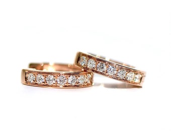 18K Rose Gold Diamond Mini Hoop Earrings