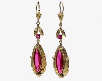 16k Gold Victorian Marquises Earrings/Danglers