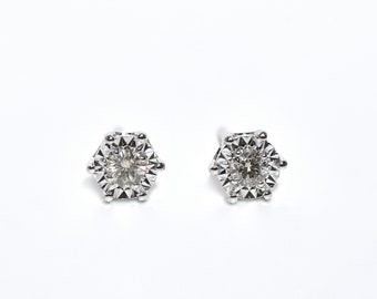 18k White Gold Diamond MiNi Solitaire Studs/Earrings