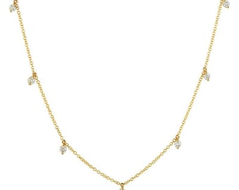 14k Dangling Floating Diamond Charm Necklace