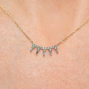 14k Baguette Diamond Daggers Necklace image 2