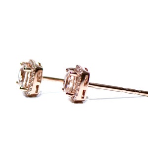 14k Morganite Diamond Halo MiNi Stud/Earrings image 8