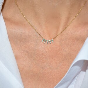 14k Baguette Diamond Daggers Necklace image 4