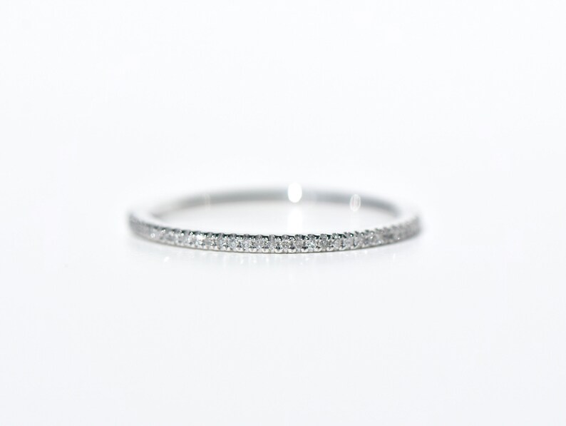 Platinum Micro Pave Diamond Eternity Stacking Band/ Ring Etsy