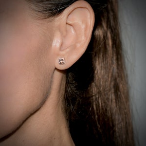 14k Morganite Diamond Halo MiNi Stud/Earrings image 5