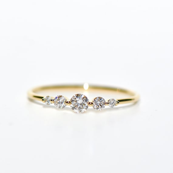 18k Gold 5 Stone Floating Diamond Ring/Band