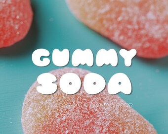 Retro Bubble Display Font - Gummy Soda, handgeschriebene Schrift, verspielte Display Schrift, Lettering für Cricut,Canva,Procreate,Goodnotes,Shadow Font