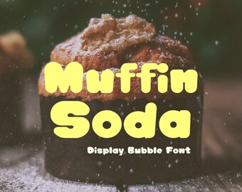 Retro Bubble Display Schrift-Muffin Soda, handgeschriebene Schrift, spielerische Display Schrift, Schriftzug für Cricut,Canva,Procreate,Goodnotes,Shadow Schrift