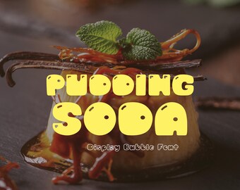 Retro Bubble Display Font-Pudding Soda, handgeschriebene Schrift, verspielte Display Schrift, Lettering für Cricut,Canva,Procreate,Goodnotes,Shadow Font