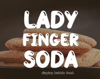Retro Bubble Display Schrift-Ladyfinger Soda, handgeschriebene Schrift, verspielte Display Schrift, für Cricut,Canva,Procreate,goodnotes,Shadow Font