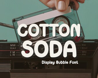 Retro Bubble Display Font-Cotton Soda, handgeschriebene Schrift, spielerische Display Schrift, Schriftzug für Cricut,Canva,Procreate,Goodnotes,Shadow Font
