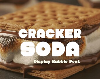 Retro Bubble Display Schrift-Cracker Soda, handgeschriebene Schrift,verspielte Display Schrift,Lettering für Cricut,Canva,Procreate,Goodnotes,Shadow Font
