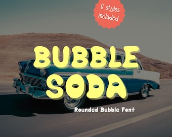 Carattere retrò a bolle arrotondate - Bubble Soda, carattere tipografico giocoso, carattere scritto a mano, lettering per Cricut, Canva, Procreate, goodnotes, carattere Shadow