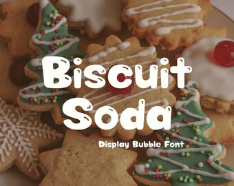 Retro Bubble Display Font-Biscuit Soda, handgeschriebene Schrift, spielerische Display Schrift, Schriftzug für Cricut,Canva,Procreate,Goodnotes,Shadow Font