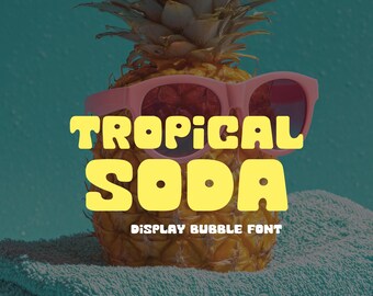 Retro Bubble Display Schrift-Tropical Soda, handgeschriebene Schrift, spielerische Display Schrift, Schriftzug für Cricut,Canva,Procreate,Goodnotes,Shadow Font