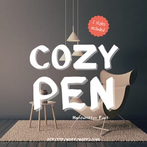 Fuente manuscrita CozyPen, estilo cursivo y divertido, ideal para Cricut, Canva, logotipos, marcas, Procreate, GoodNotes, agendas y la vuelta al cole.