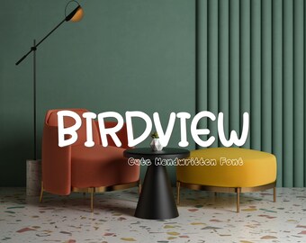 Handgeschriebene Klassenzimmer Schriftart für Lehrer - Birdview, niedliche Schulschrift für Arbeitsblätter, Cricut, Procreate, Canva, Goodnotes, digitale Verwendung