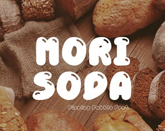 Retro Bubble Display Schrift - Mori Soda, handgeschriebene Schrift, verspielte Display Schrift, Lettering für Cricut,Canva,Procreate,Goodnotes,Shadow Schrift