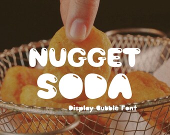 Retro Bubble Display Font - Nugget Soda, handgeschriebene Schrift, spielerische Display Schrift, Schriftzug für Cricut, Canva, Procreate, Goodnotes, Shadow Font