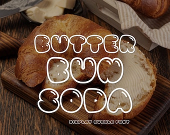 Retro Bubble Display Schrift-Butter Bun Soda, handgeschriebene Schrift, spielerische Display Schrift, für Cricut,Canva,Procreate,goodnotes,Shadow Font