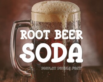Retro Bubble Display Font - Root Beer Soda, Handwritten font,Playful Display Typeface,Lettering for Cricut,Canva,Procreate,goodnotes