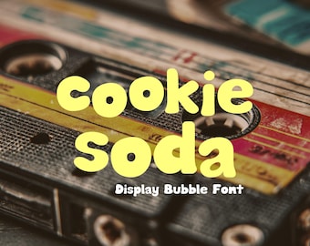 Retro Bubble Display Schrift - Cookie Soda, handgeschriebene Schrift, spielerische Schrift für Cricut, Canva, Procreate, Goodnotes, Shadow Font