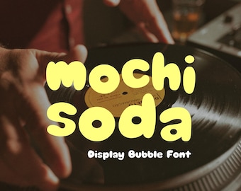 Retro Bubble Display Schrift - Mochi Soda, handgeschriebene Schrift, verspielte Display Schrift, Lettering für Cricut,Canva,Procreate,Goodnotes,Shadow Schrift