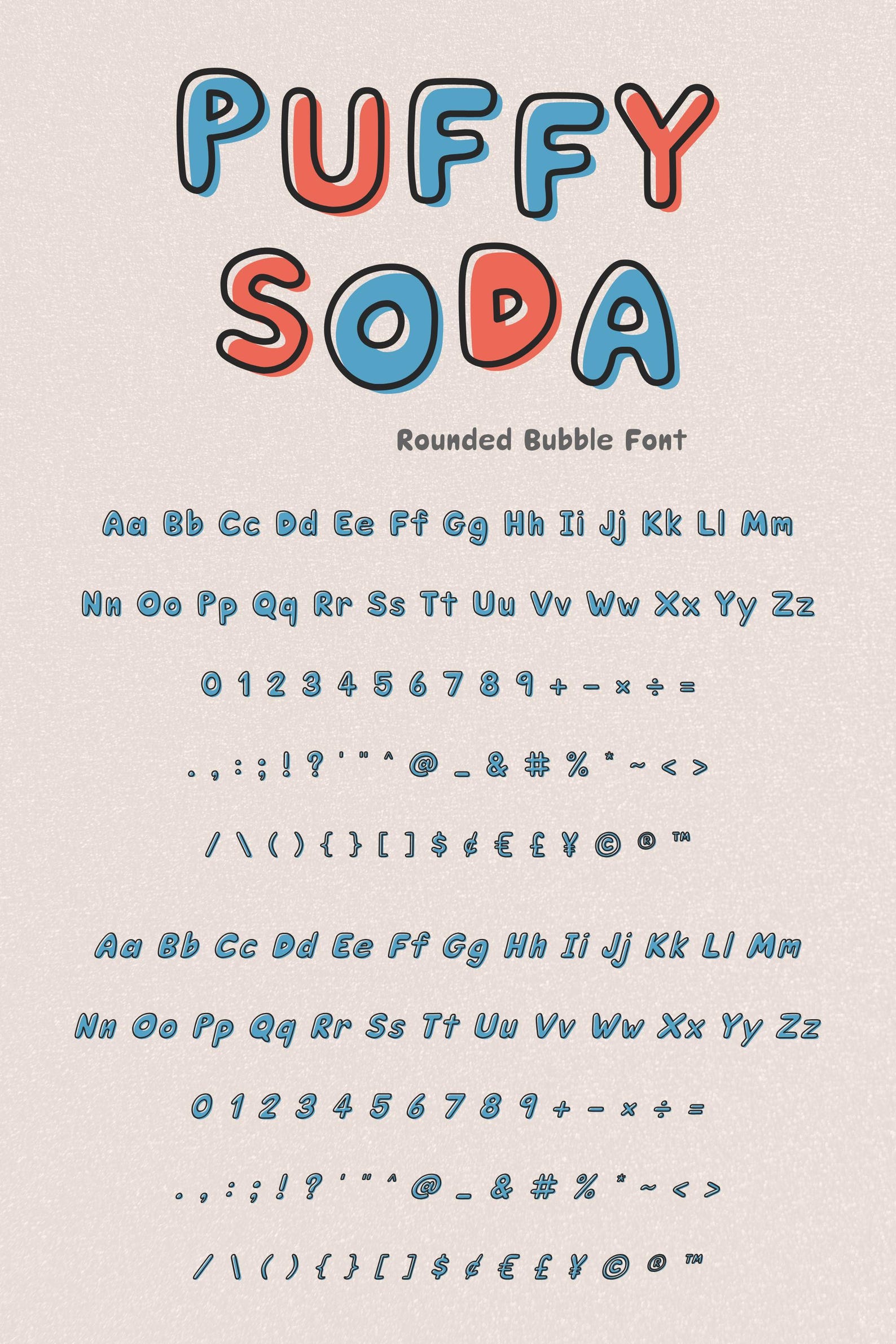Handwritten Font-puffy Soda, Bubble Font, Rounded Font, Playful Display ...