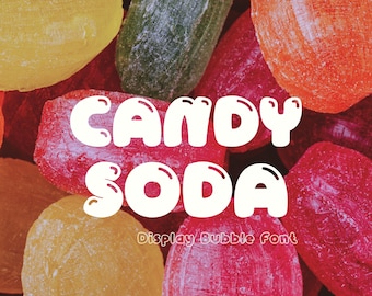 Retro Bubble Display Font - Candy Soda, handgeschriebene Schrift, verspielte Display Schrift, Lettering für Cricut,Canva,Procreate,Goodnotes,Shadow Font