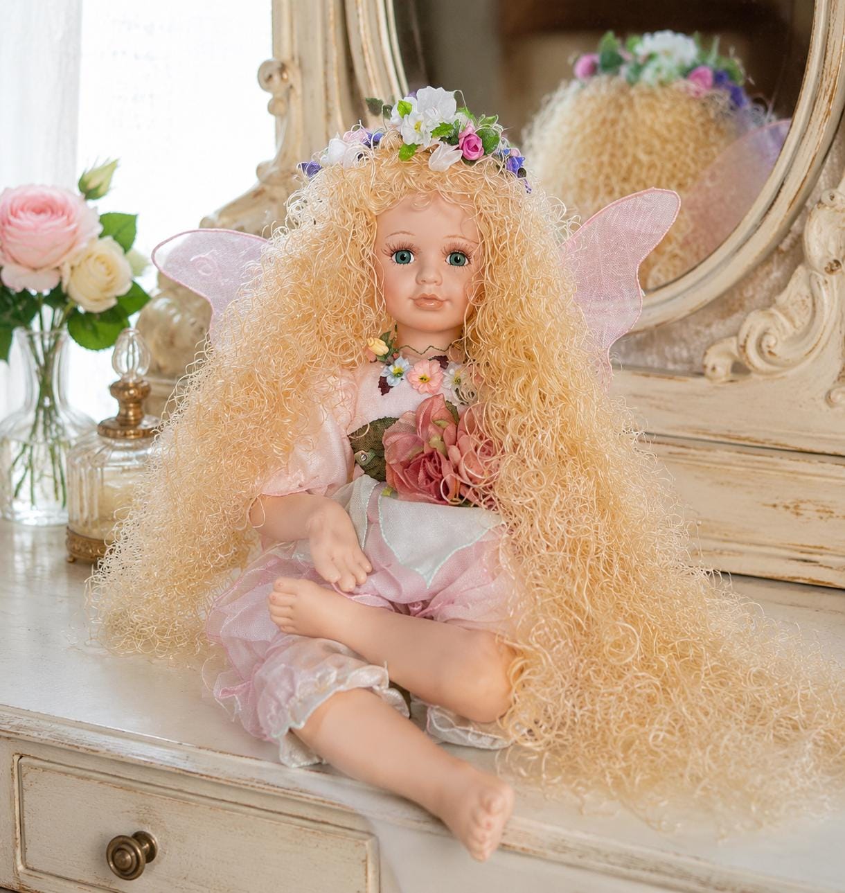 Vintage Porcelain Fairy Doll - Etsy