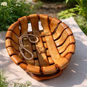 Vintage Italian Woven Ceramic Basket | Mid-Century Modern Trompe l'Oeil Bread Bowl | Handmade Ceramiche Tadinate Style | Honey Amber Drip Gl