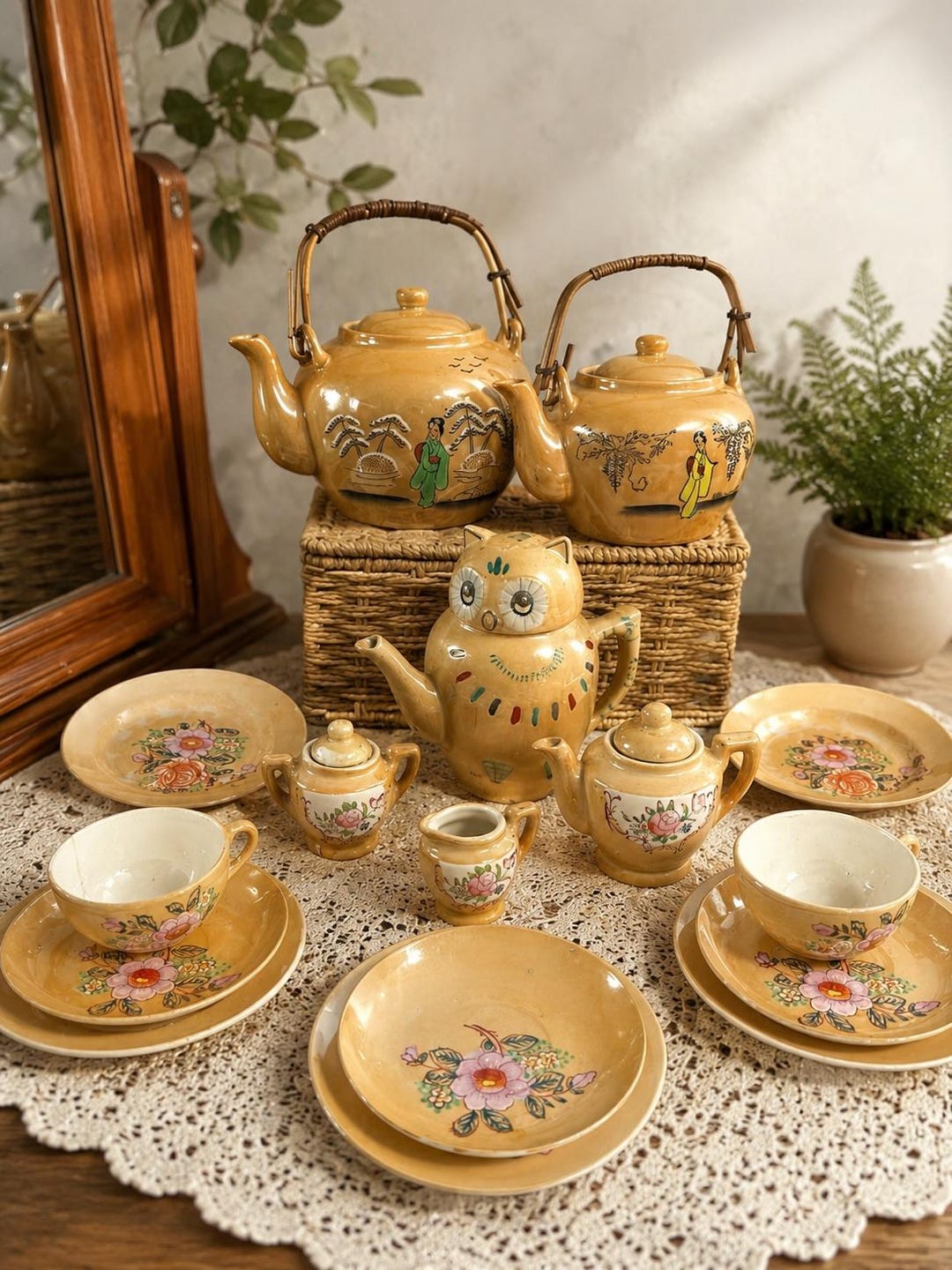 Luster Tea Set Vintage Japanese Lusterware Tea Set Collection | 16-piece Iridescent ...