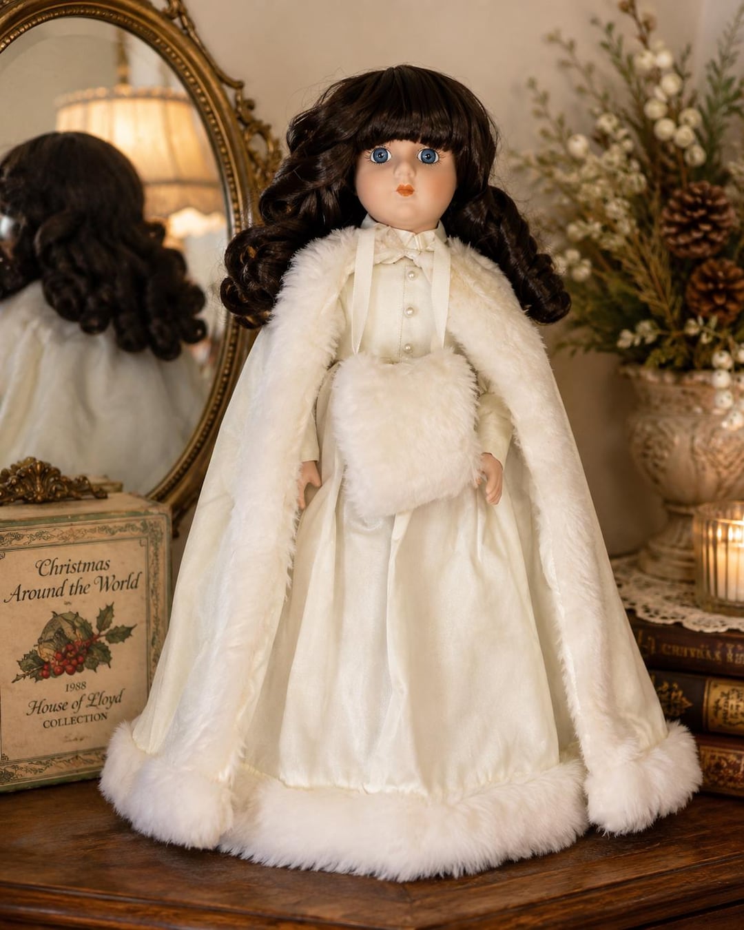 Vintage 1988 House of Lloyd Porcelain Doll | Christmas Around the
