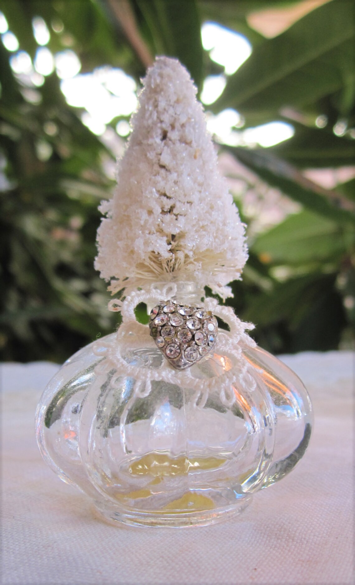 Trio 3 Small Perfume Bottles with Tiny Bottle Brush Trees Etsy