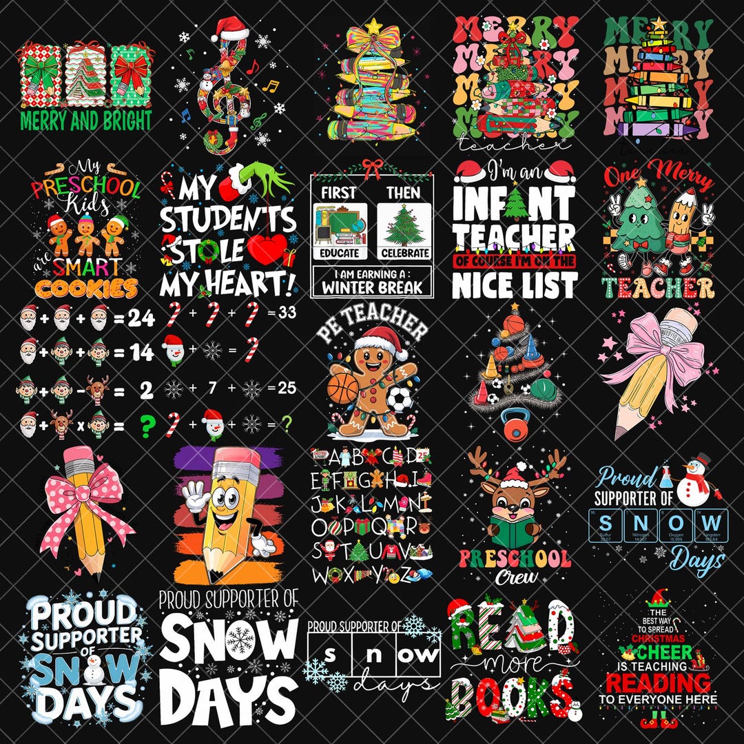 Teacher Christmas Png Bundle, Teacher Christmas Png, Christmas Teacher ...