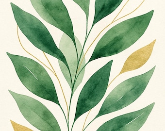 Abstract Botanical Print | Watercolor Leaves Wall Art