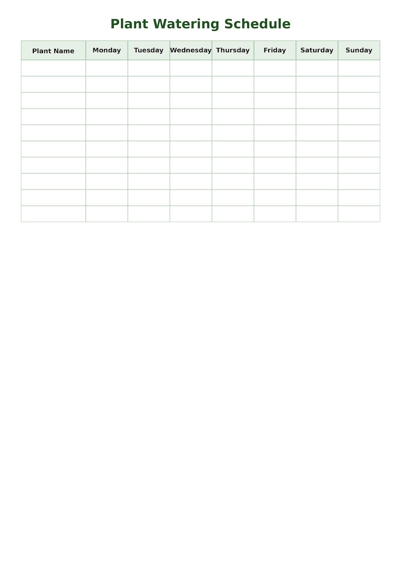 Plant Watering Schedule Template Printable Plant Watering Log Etsy