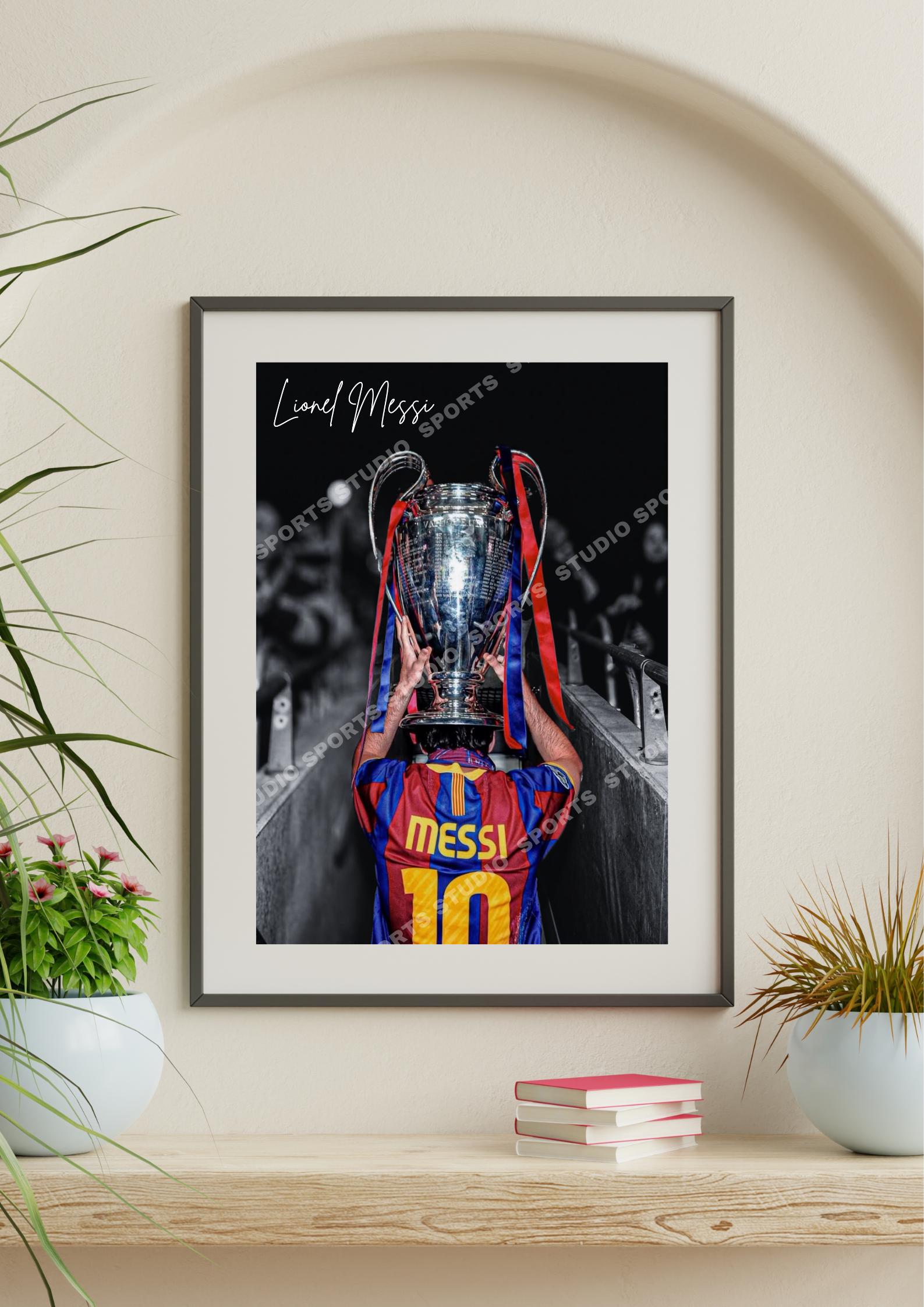 Poster Toile Encadré Lionel Messi - Art Mural Coloré 30x42cm - Déco Chambre/salon